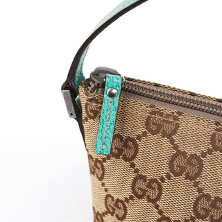 Gucci 07198 Beige Turquoise GG Boat Pochette