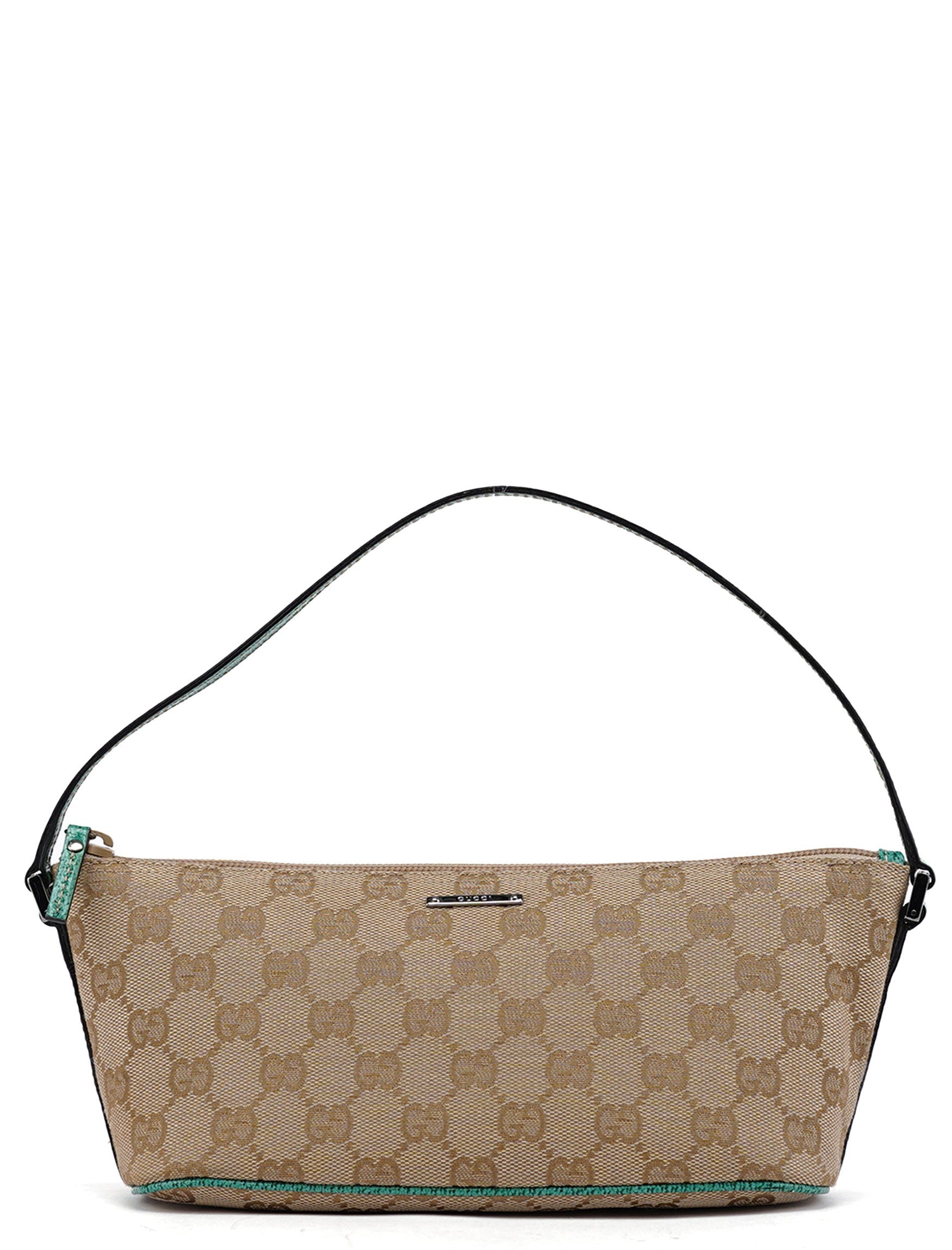 Gucci 07198 Beige Turquoise GG Boat Pochette