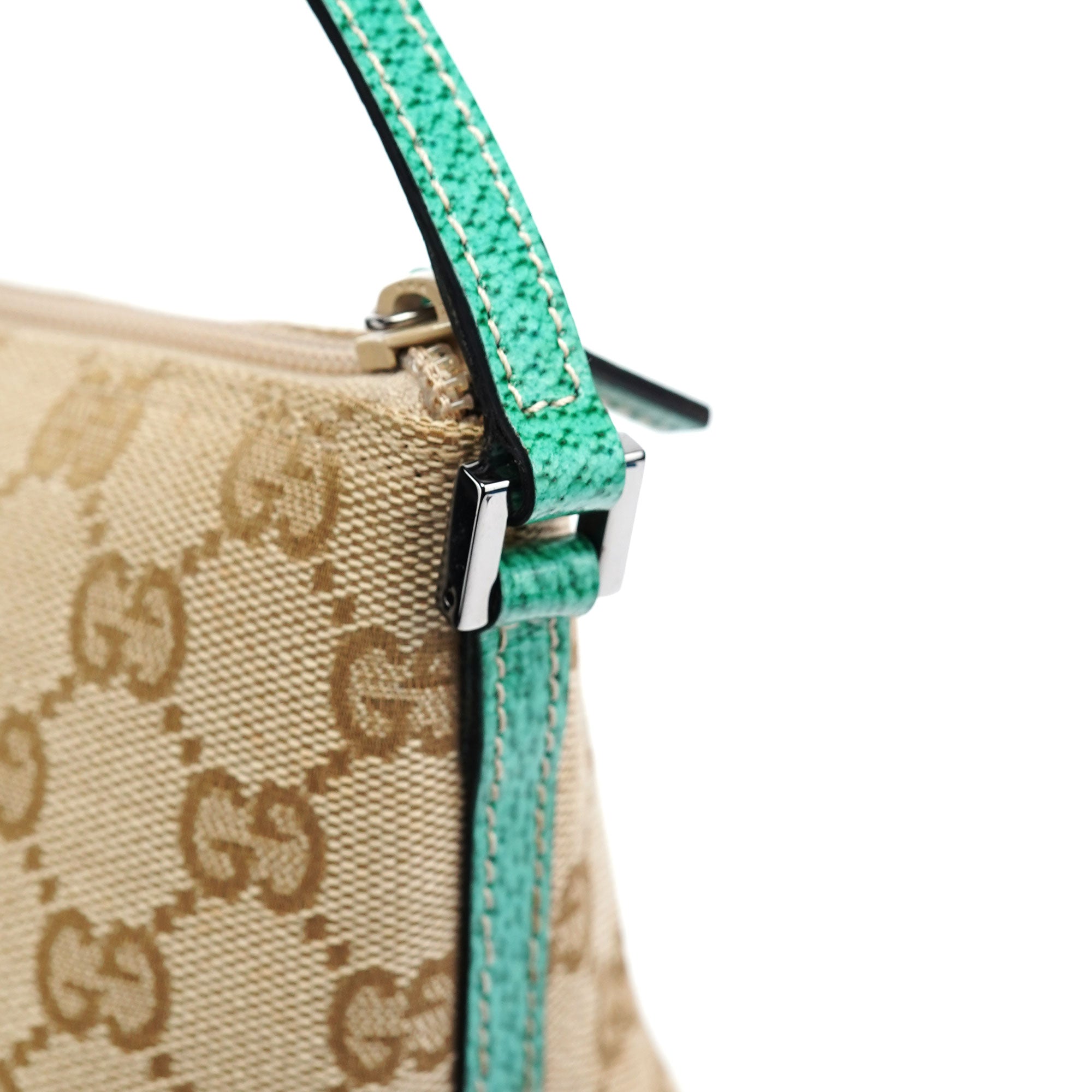 Gucci 07198 Beige Turquoise GG Boat Pochette