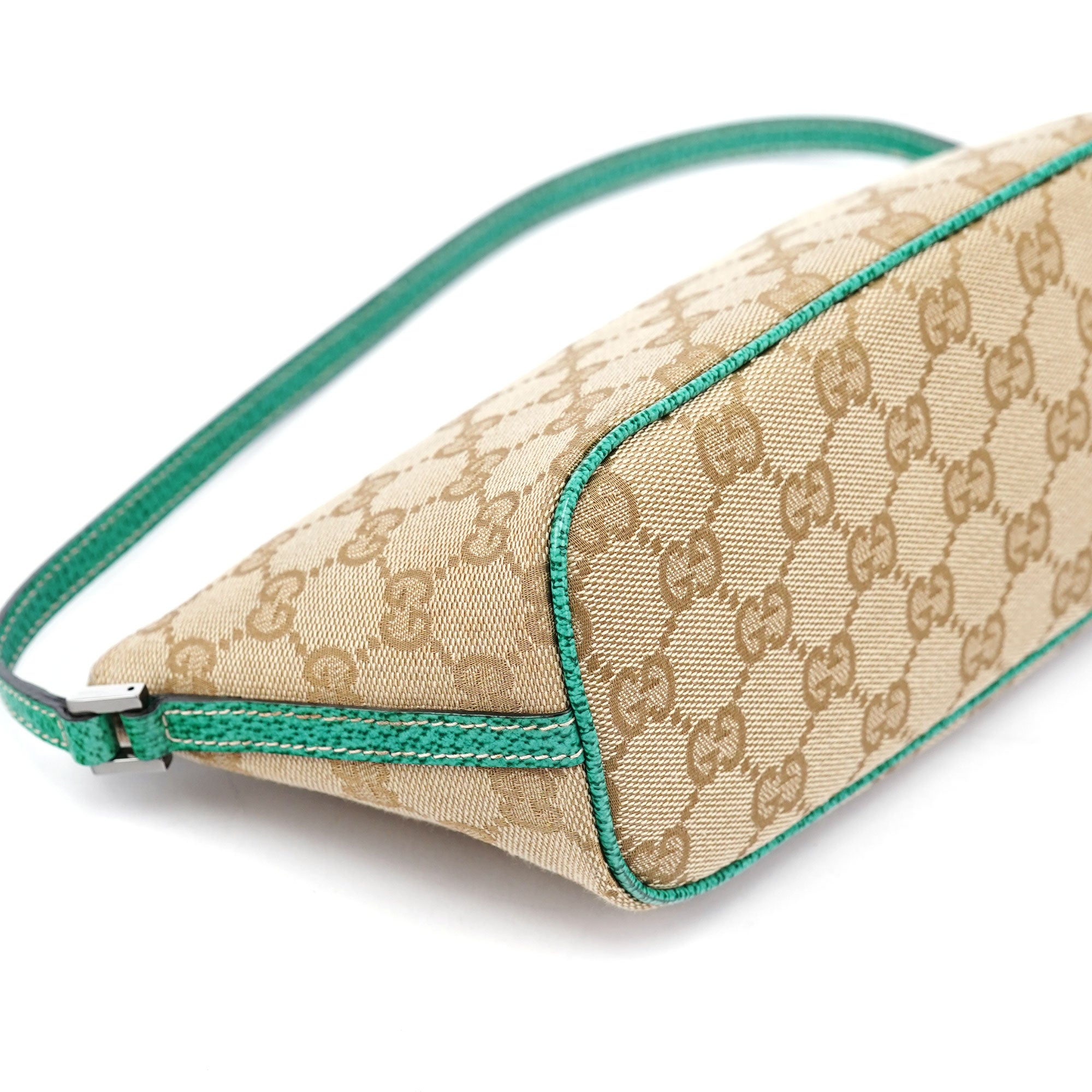 Gucci 07198 Beige Turquoise GG Boat Pochette