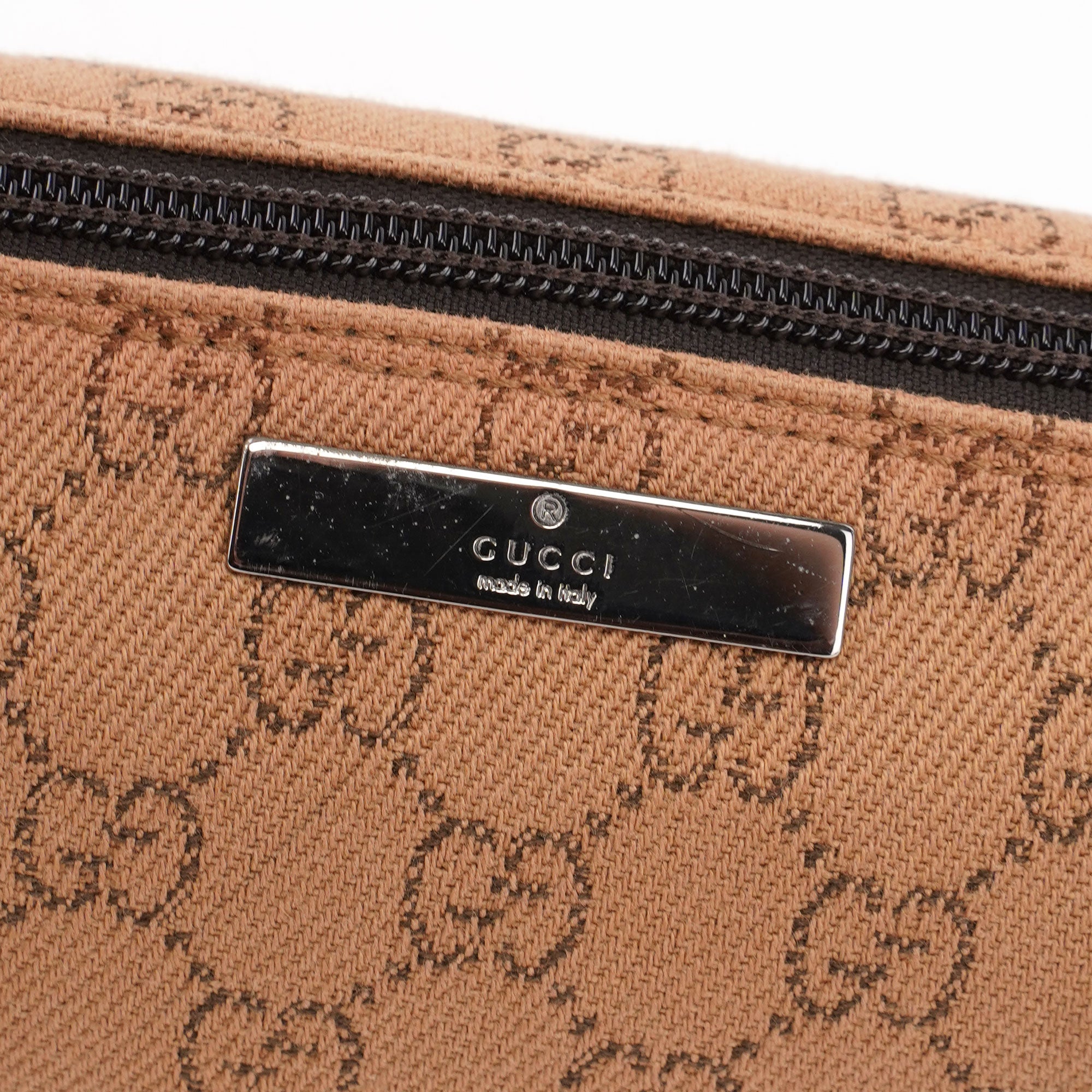 Gucci 07198 GG Boat Pochette aus Wolle in Beige