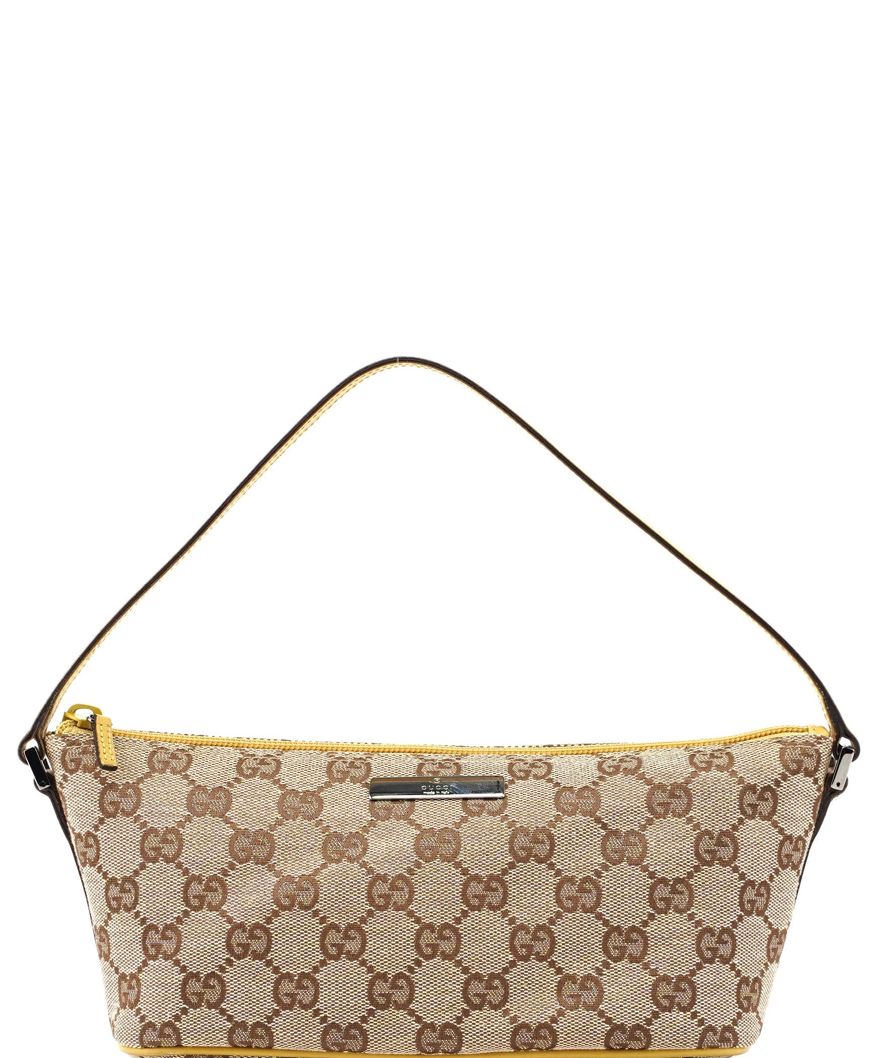 Gucci 07198 Beige Yellow GG Boat Pochette