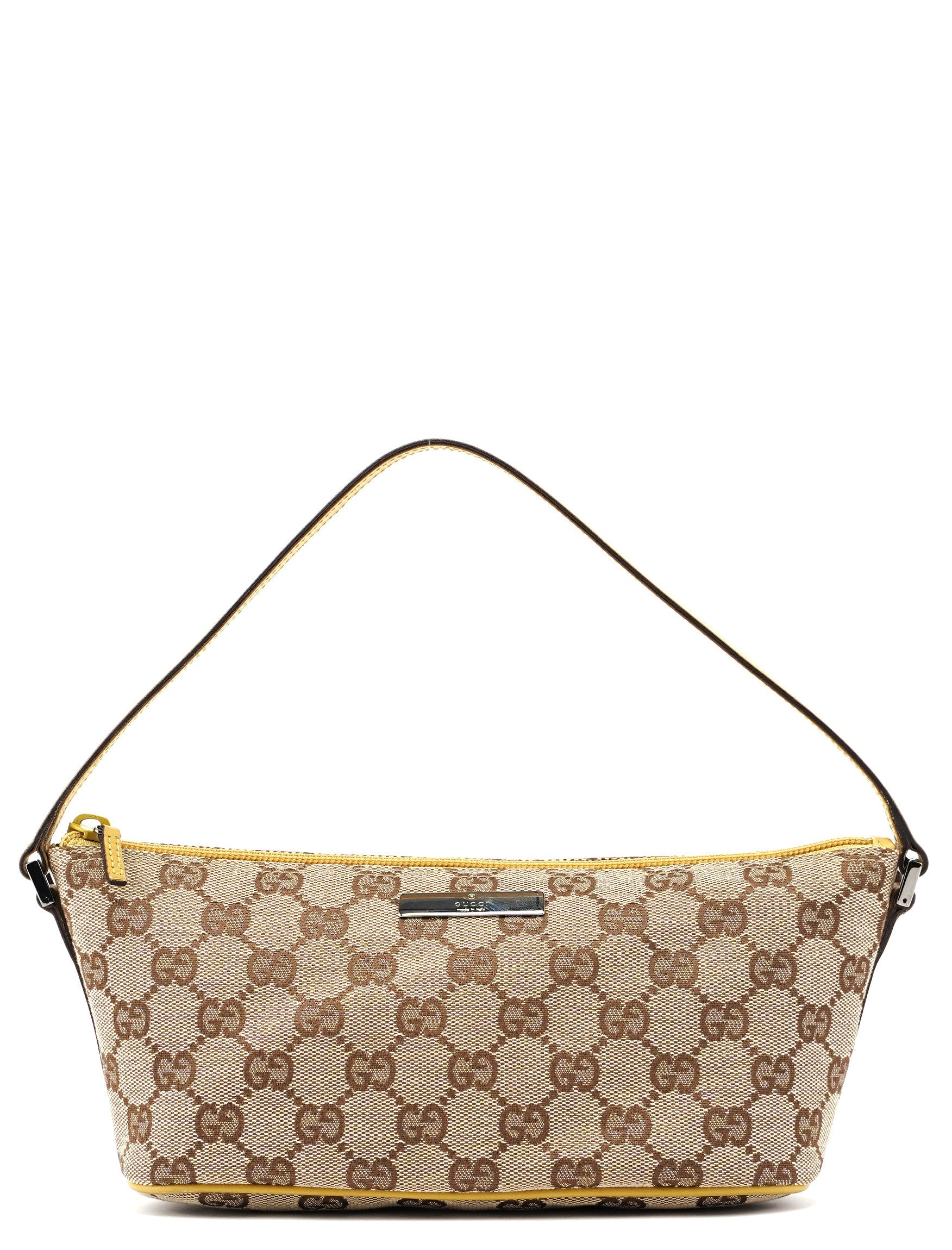 Gucci 07198 Beige Yellow GG Boat Pochette