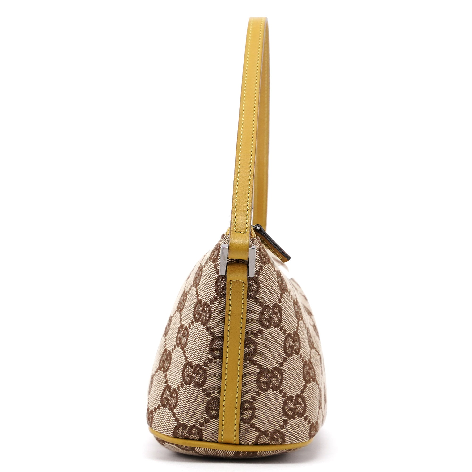 Gucci 07198 Beige Yellow GG Boat Pochette