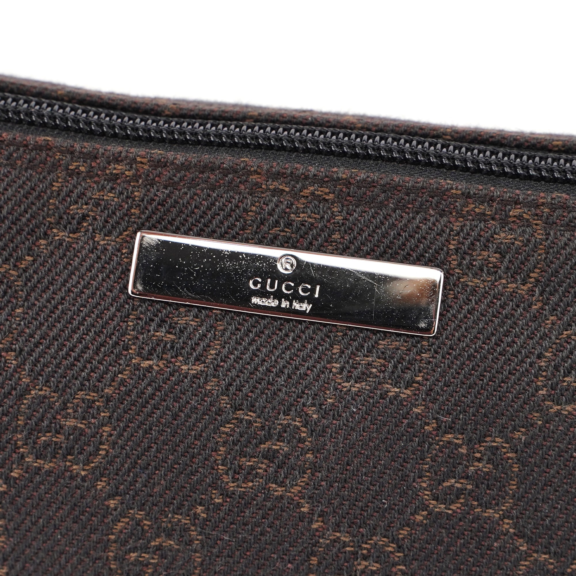 Gucci 07198 Brown Wool GG Boat Pochette