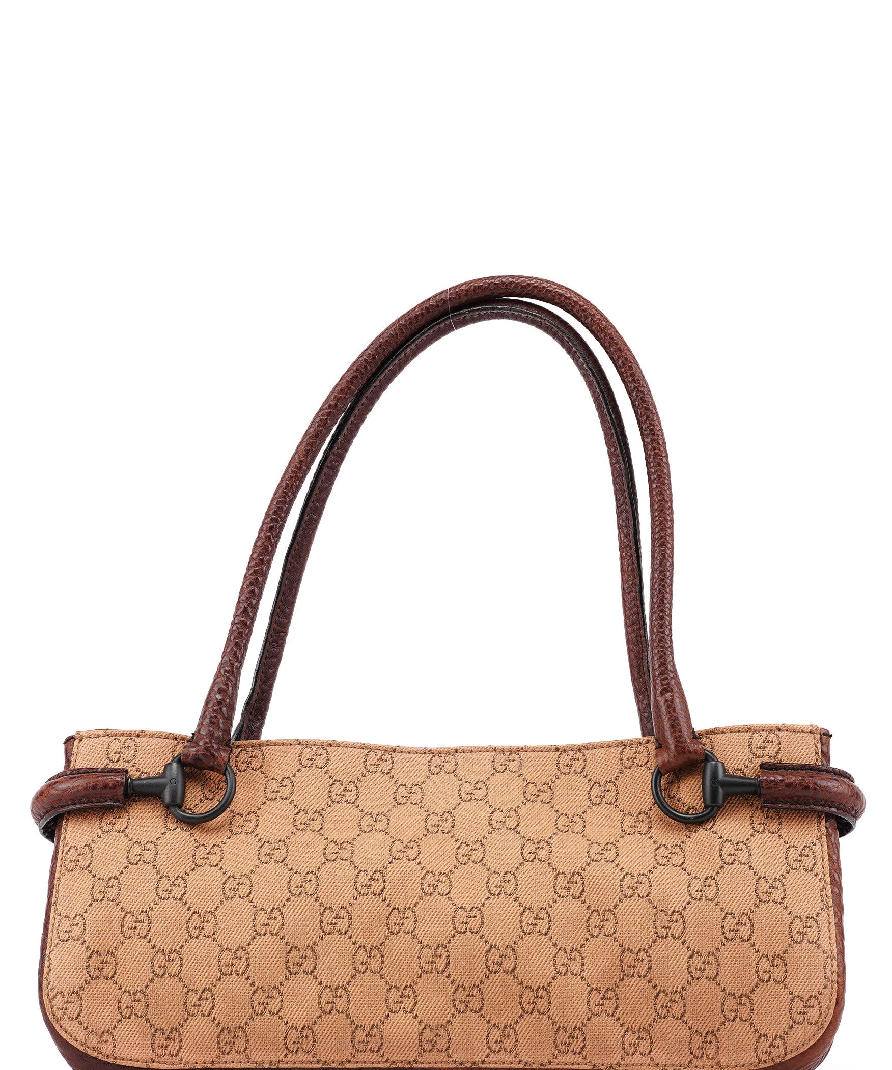 Gucci 101345 Beige Brown GG Horsebit Tote Bag
