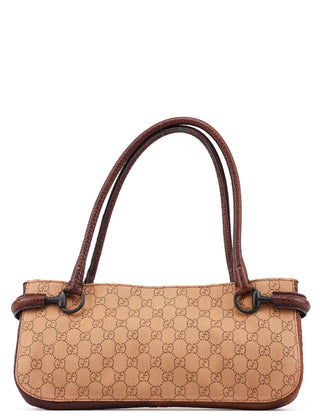 Gucci 101345 Beige Brown GG Horsebit Tote Bag