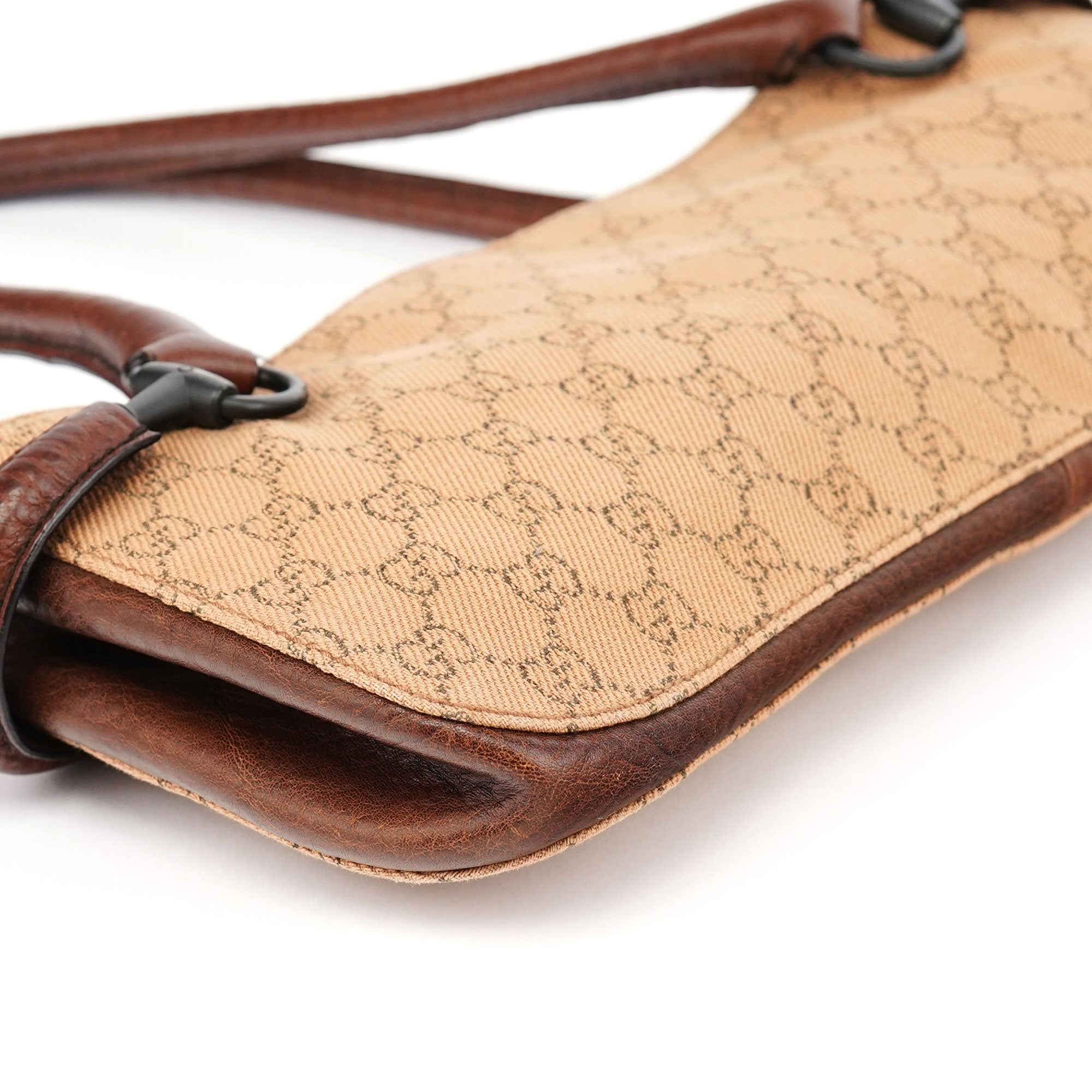 Gucci 101345 Beige GG Horsebit Tote Bag