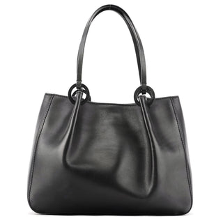 Gucci 101919 Black Leather Ring Handle Tote Bag