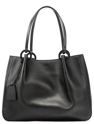 Gucci 101919 Black Leather Ring Handle Tote Bag