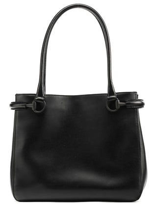 Gucci 101971 Black Calfskin Leather Horsebit Tote Bag