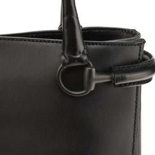 Gucci 101971 Black Calfskin Leather Horsebit Tote Bag