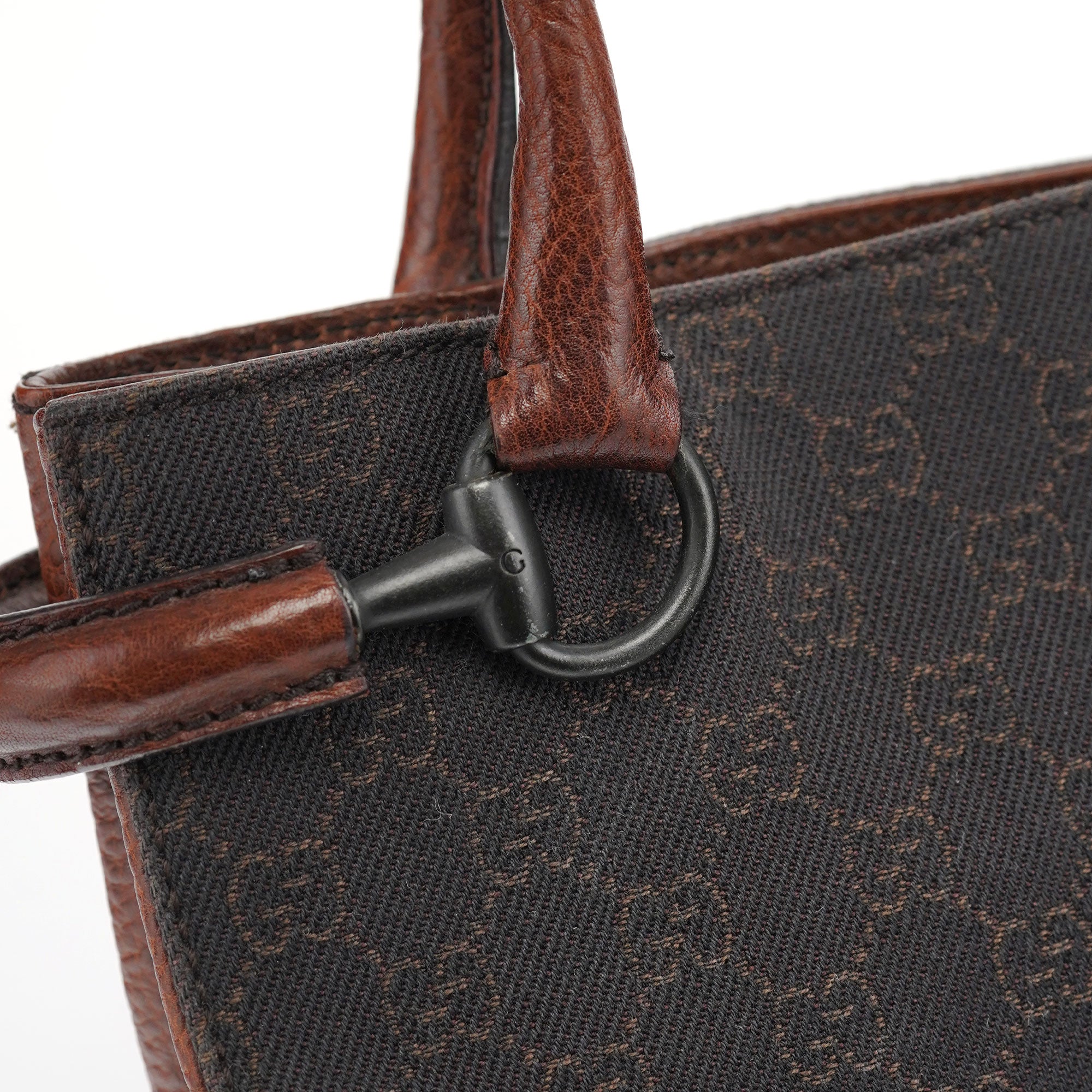 Gucci 101971 Brown GG Horsebit Tote Bag