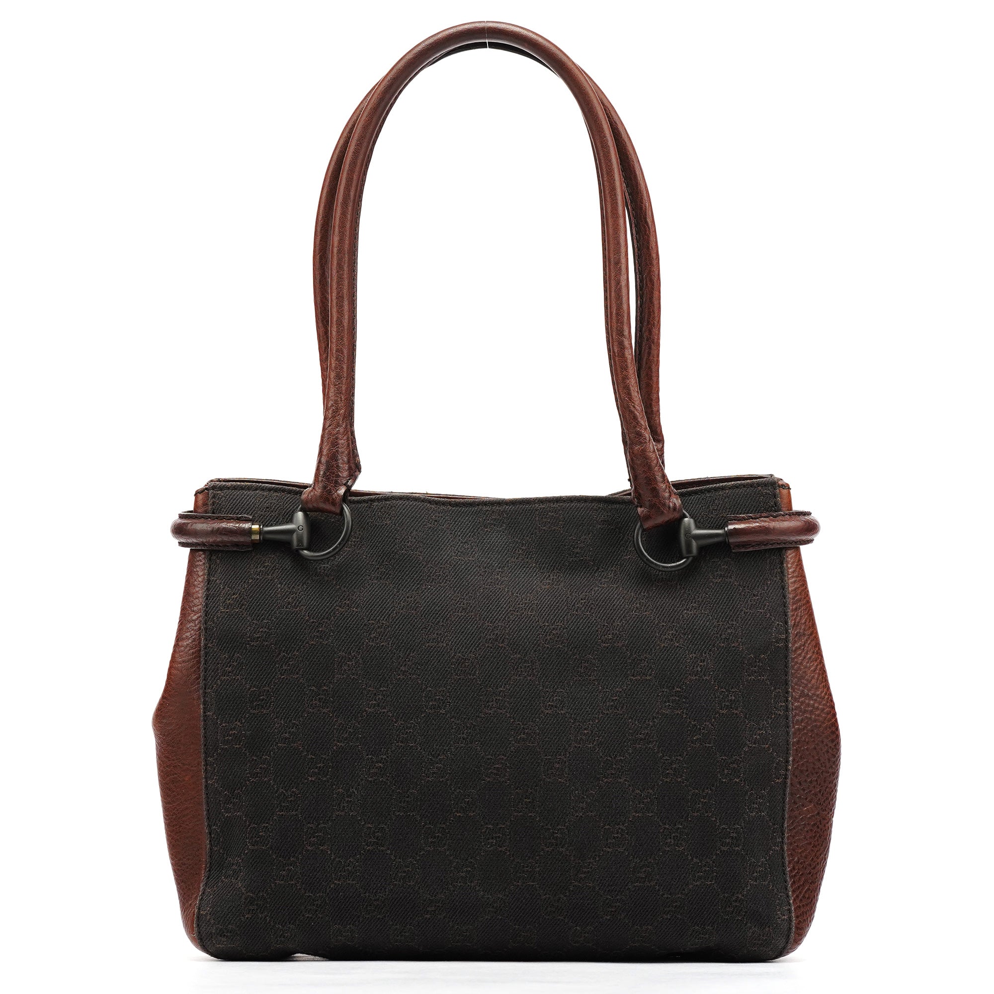 Gucci 101971 Horsebit tote i brunt GG canvas