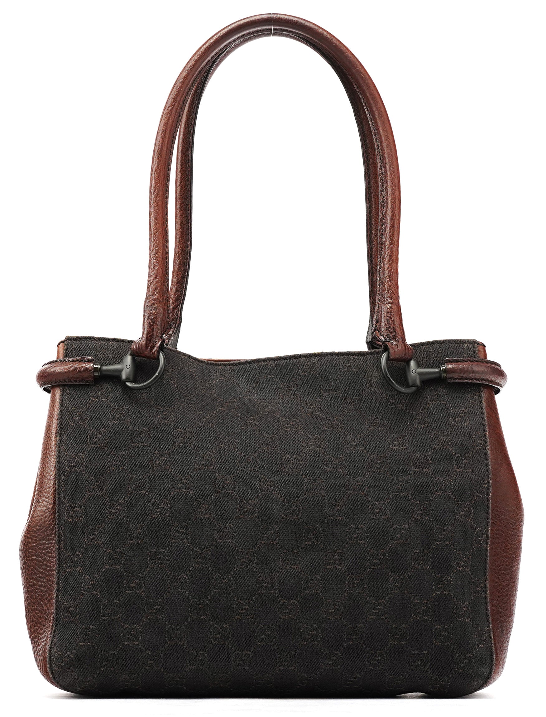 Gucci 101971 Horsebit tote i brunt GG canvas