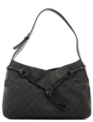 Gucci 101975 Anthracite GG Horsebit Shoulder Bag