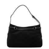 Gucci 101975 Black Suede Horsebit Shoulder Bag