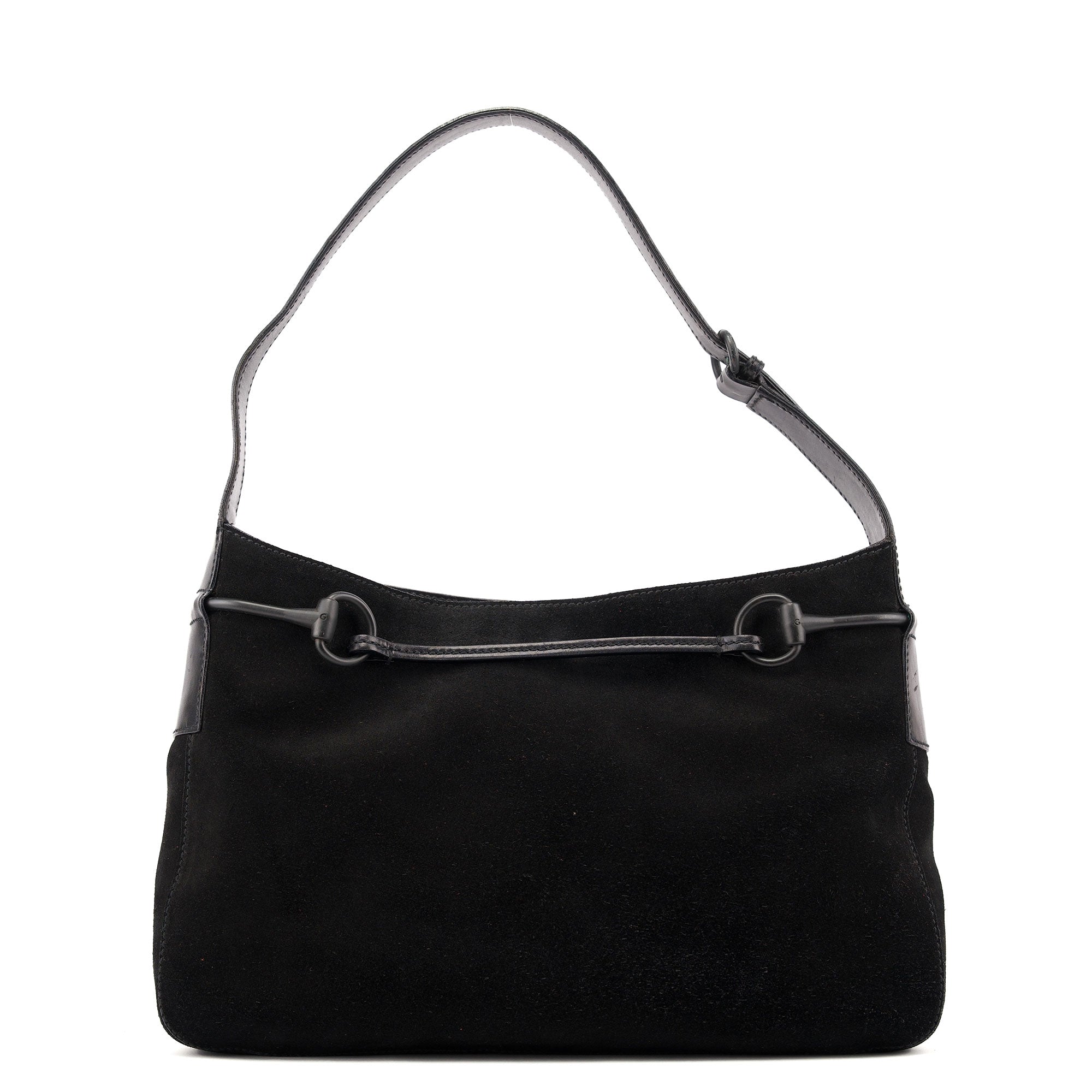 Gucci 101975 Black Suede Horsebit Shoulder Bag