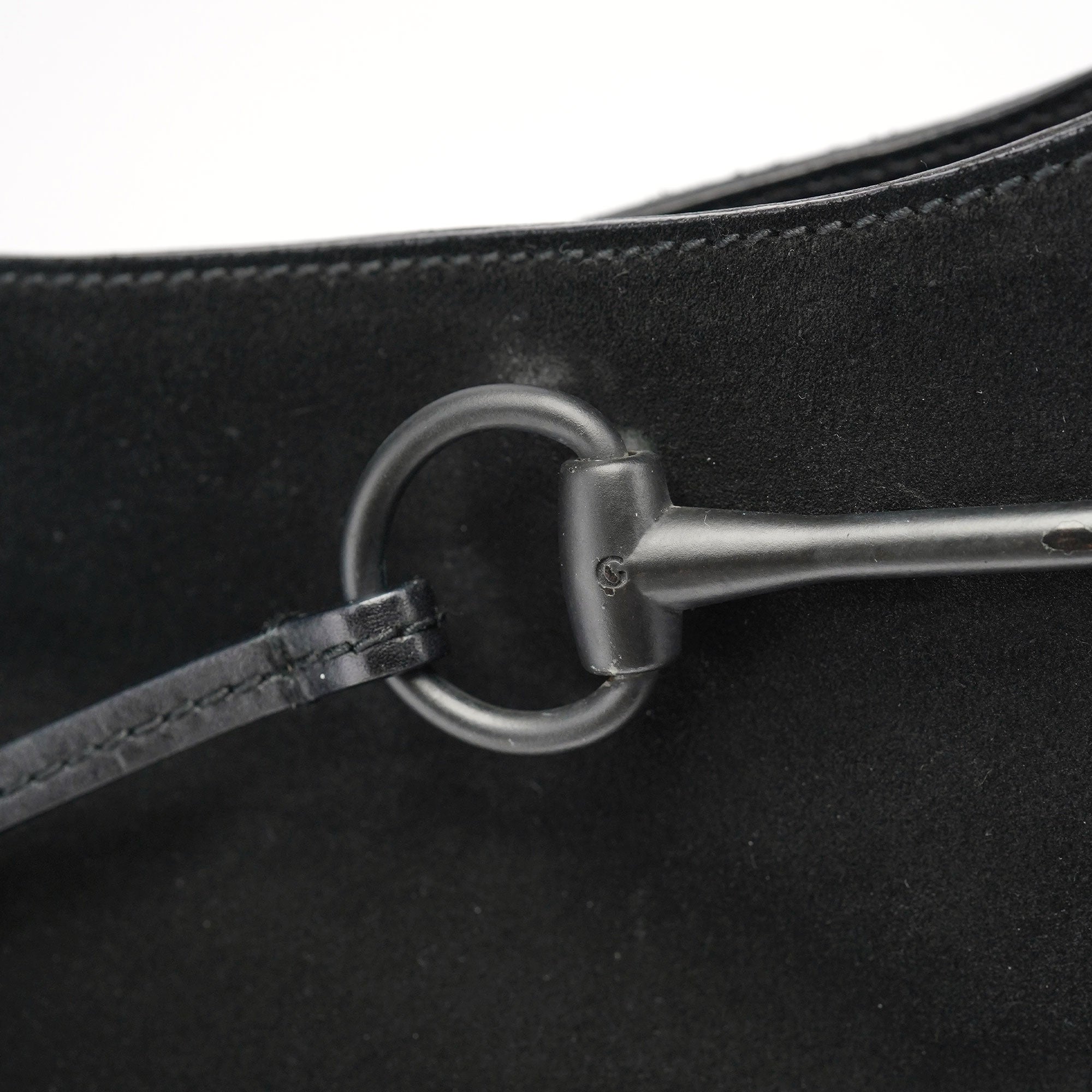 Gucci 101975 Black Suede Horsebit Shoulder Bag