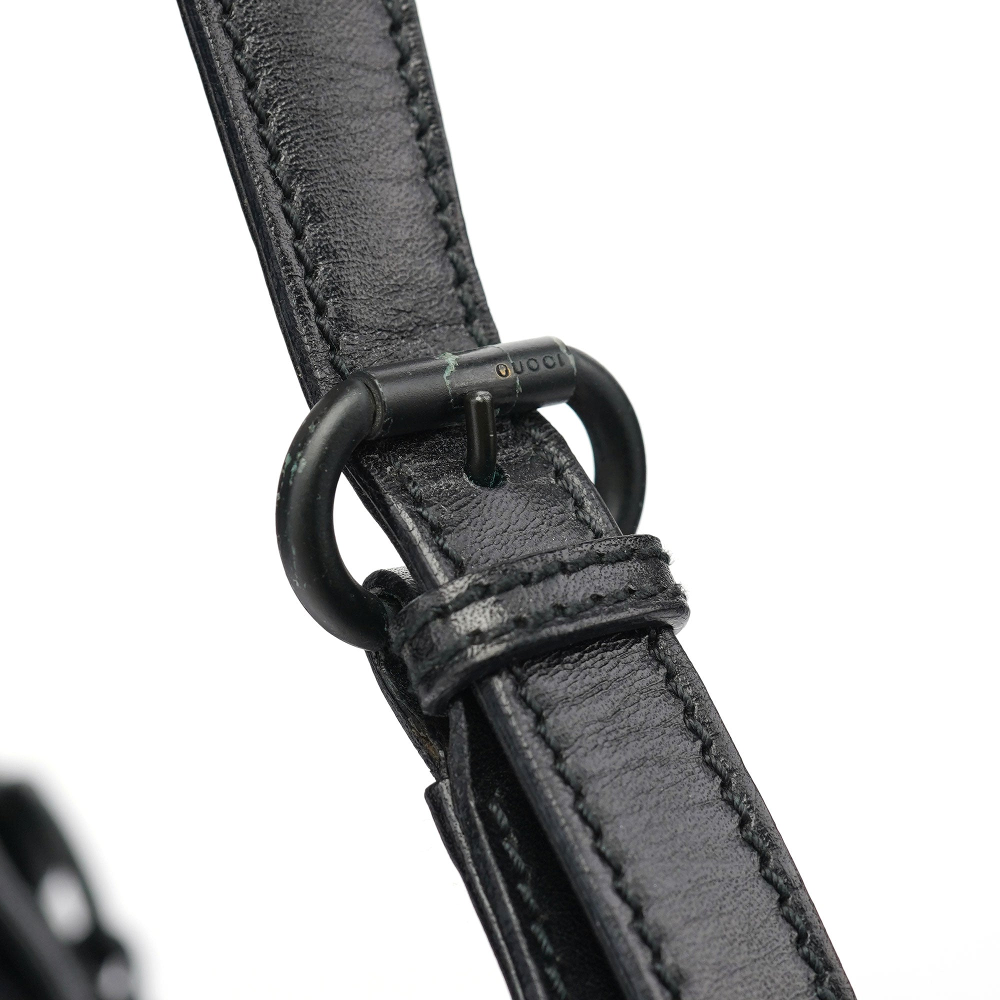 Gucci 101975 Black Suede Horsebit Shoulder Bag