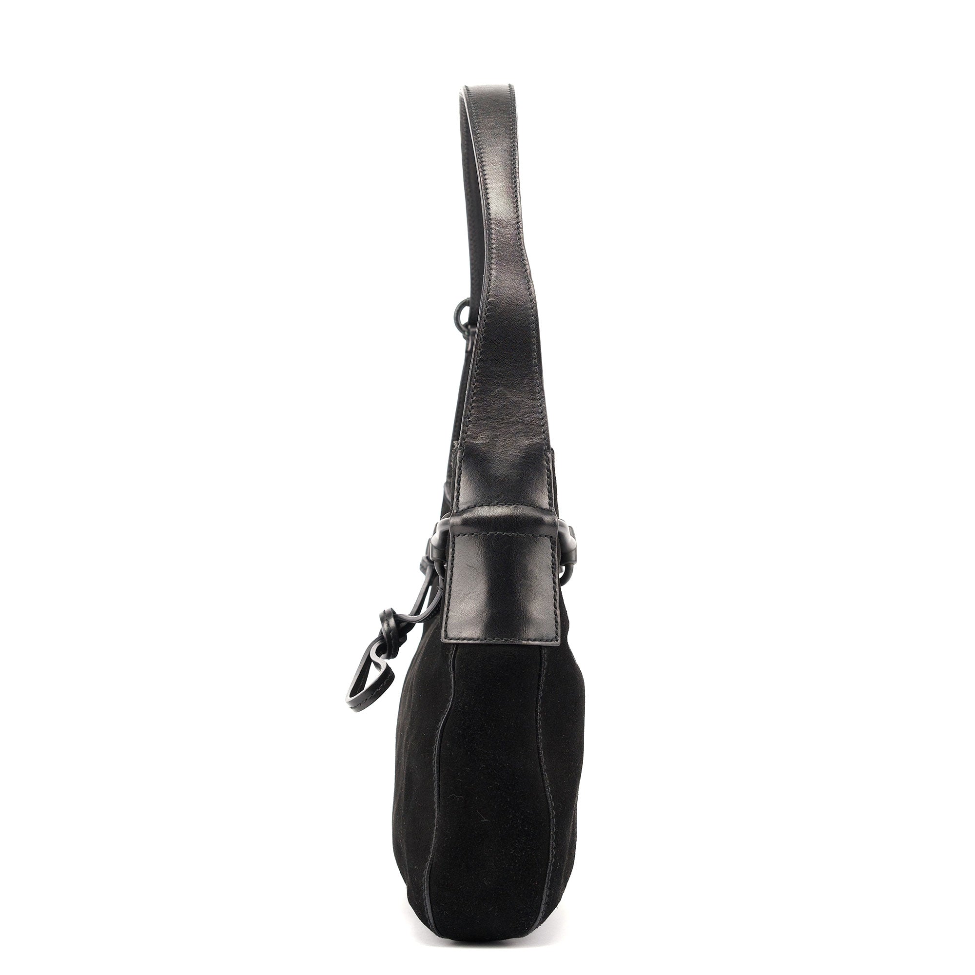 Gucci 101975 Black Suede Horsebit Shoulder Bag