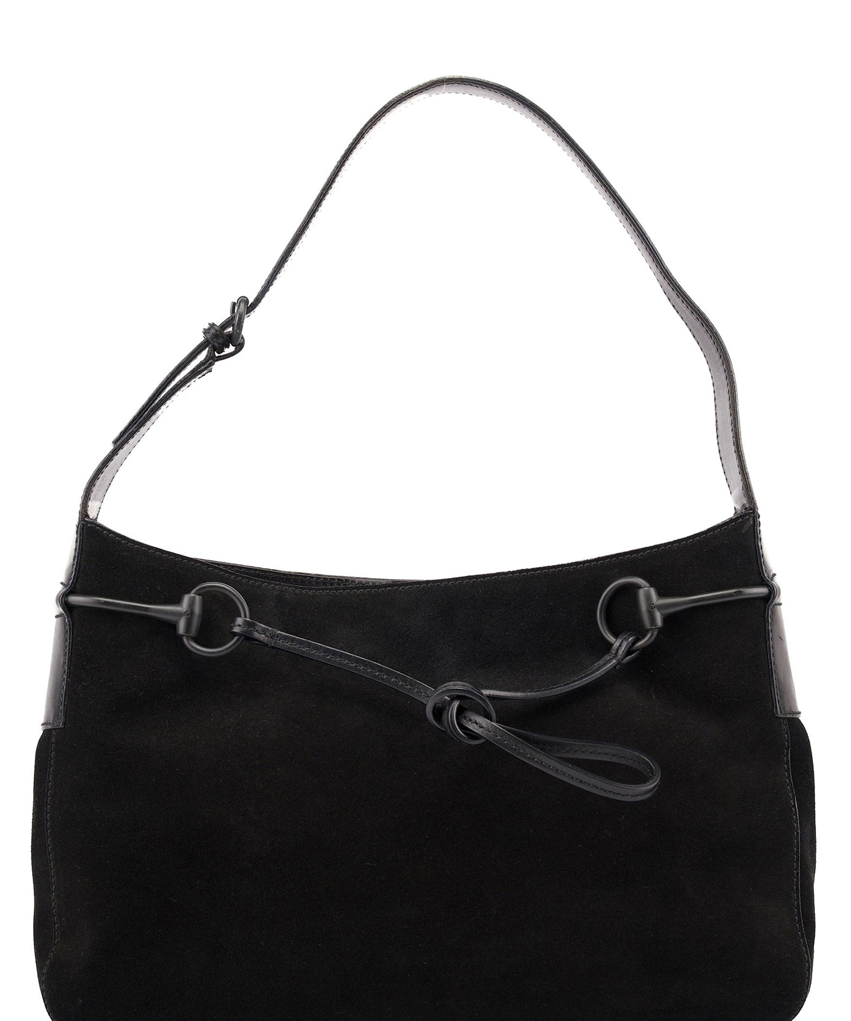 Gucci 101975 Black Suede Horsebit Shoulder Bag