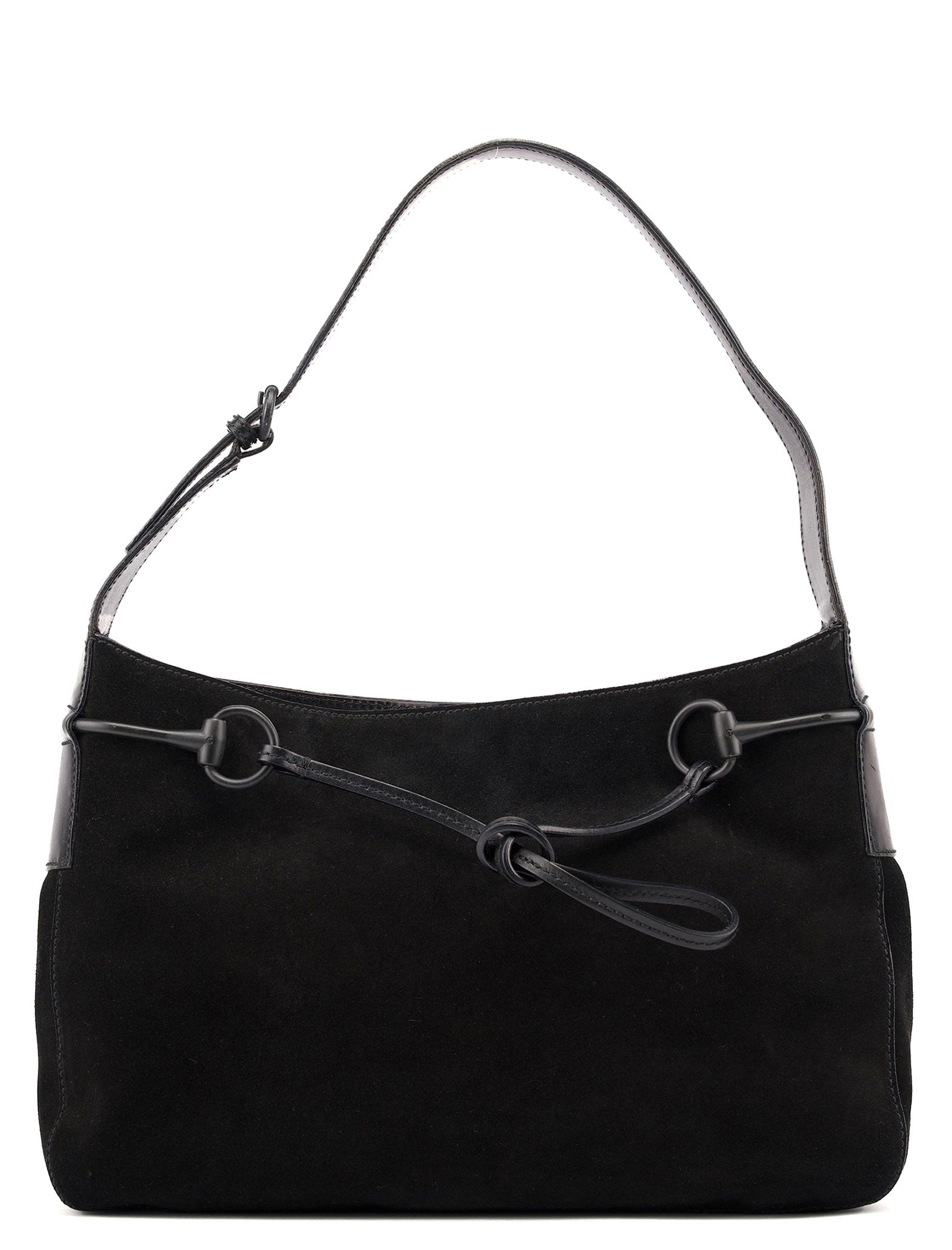 Gucci 101975 Black Suede Horsebit Shoulder Bag