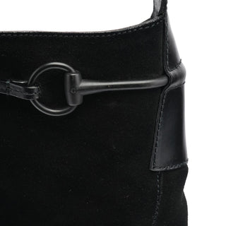 Gucci 101975 Black Suede Horsebit Shoulder Bag