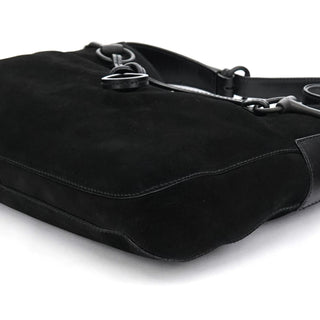 Gucci 101975 Black Suede Horsebit Shoulder Bag