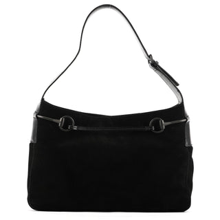Gucci 101975 Black Suede Horsebit Shoulder Bag