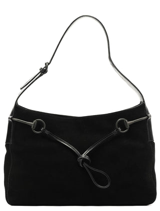 Gucci 101975 Black Suede Horsebit Shoulder Bag