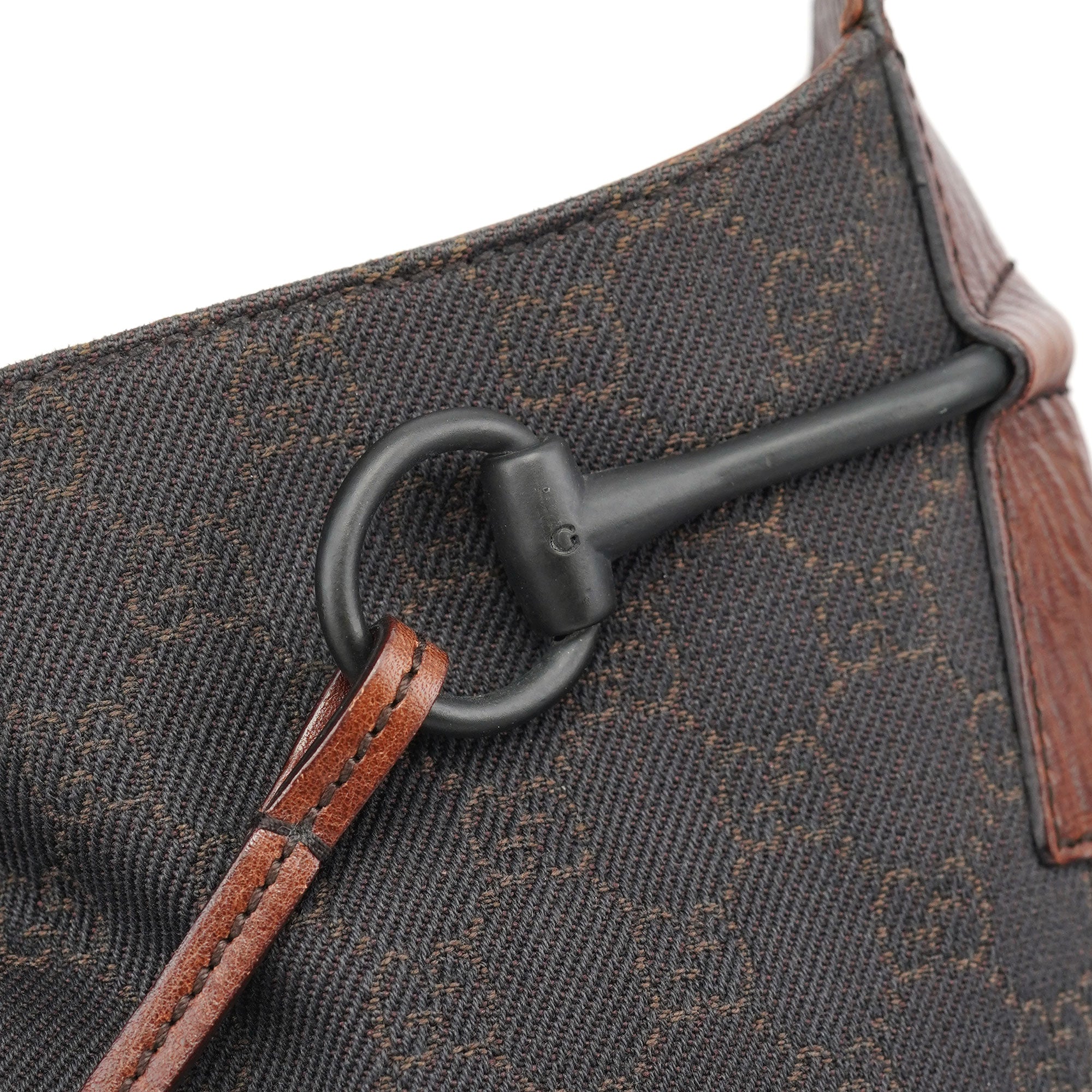 Gucci 101975 Brown GG Horsebit Shoulder Bag