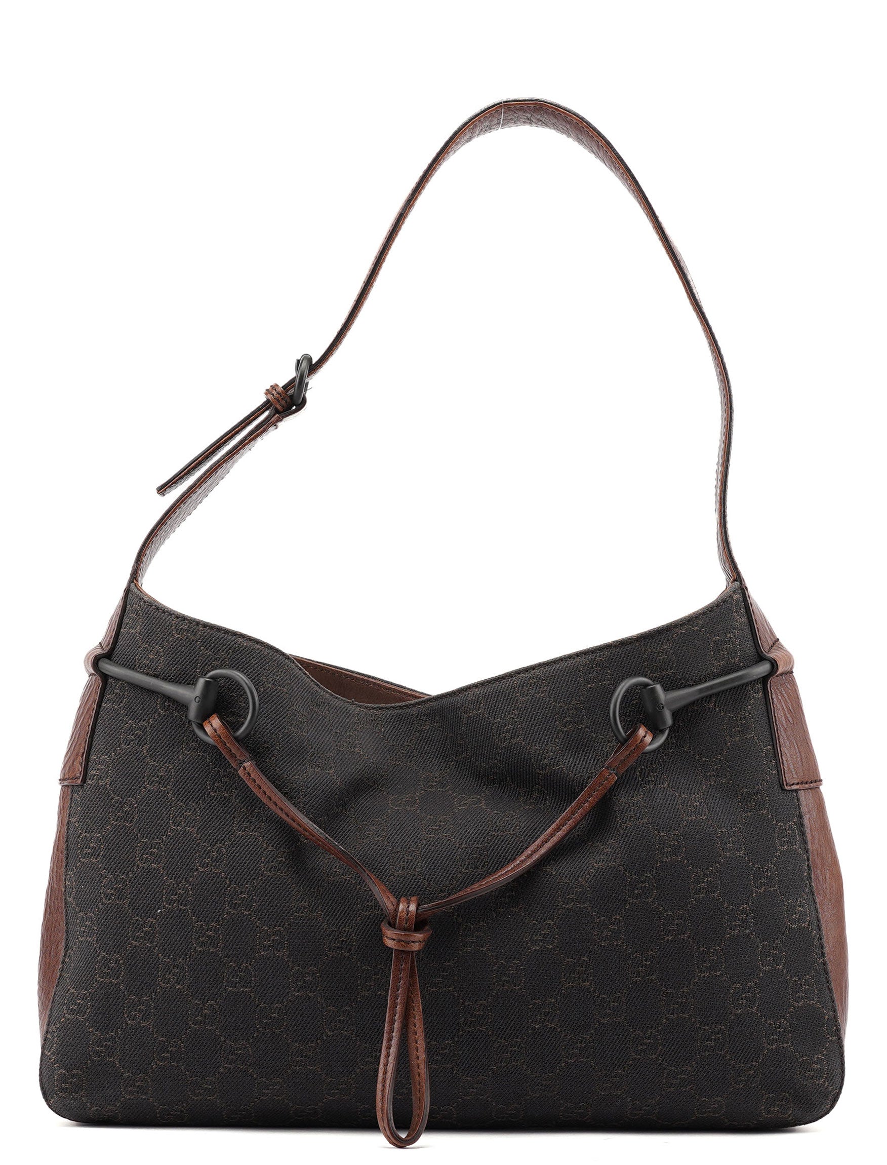 Gucci 101975 Brown GG Horsebit Shoulder Bag