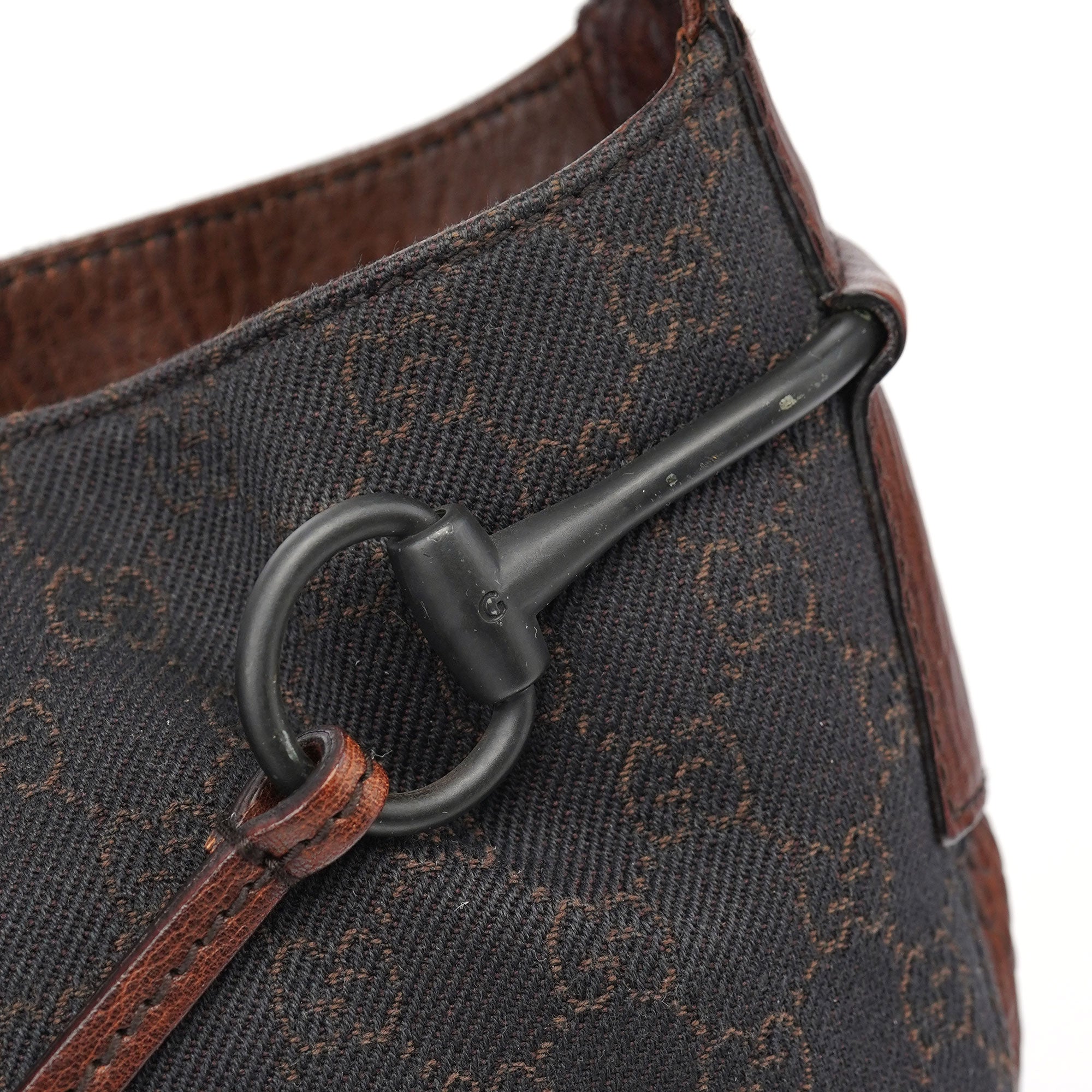 Gucci 101975 Brown GG Horsebit Shoulder Bag