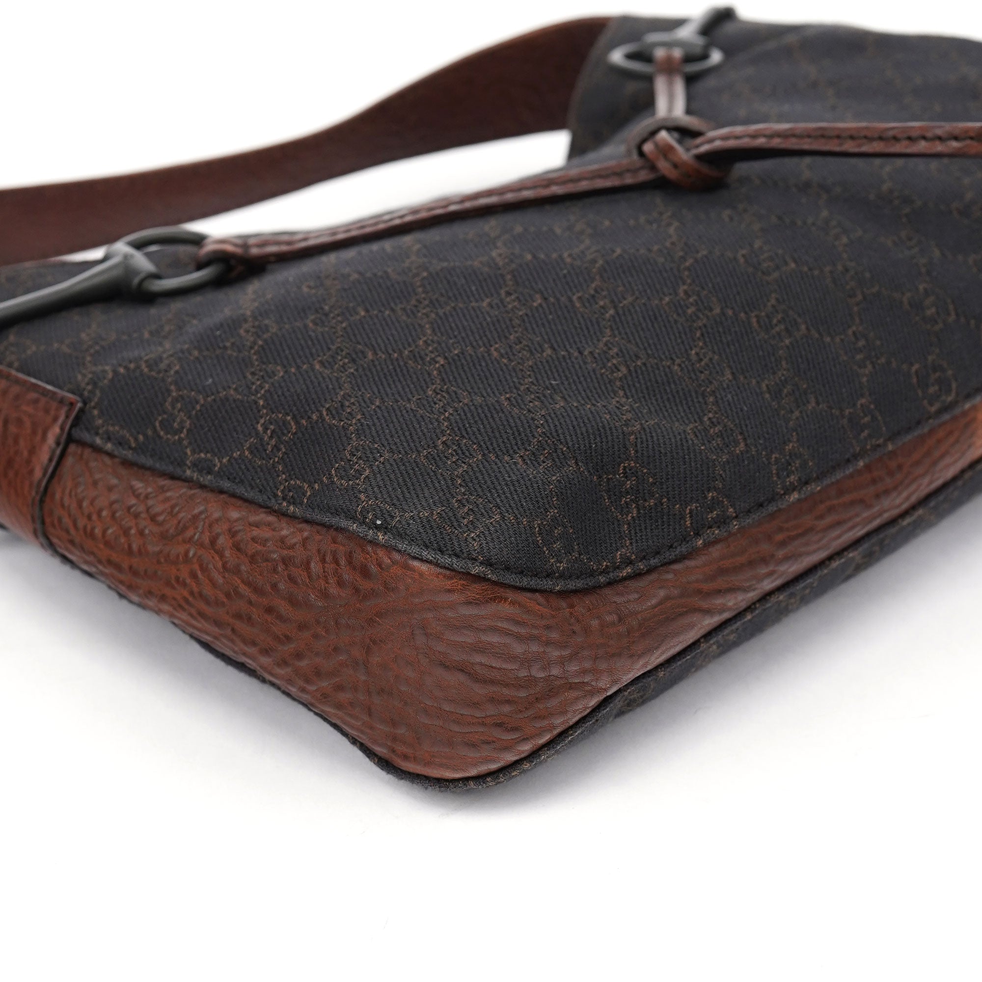 Gucci 101975 Brown GG Horsebit Shoulder Bag