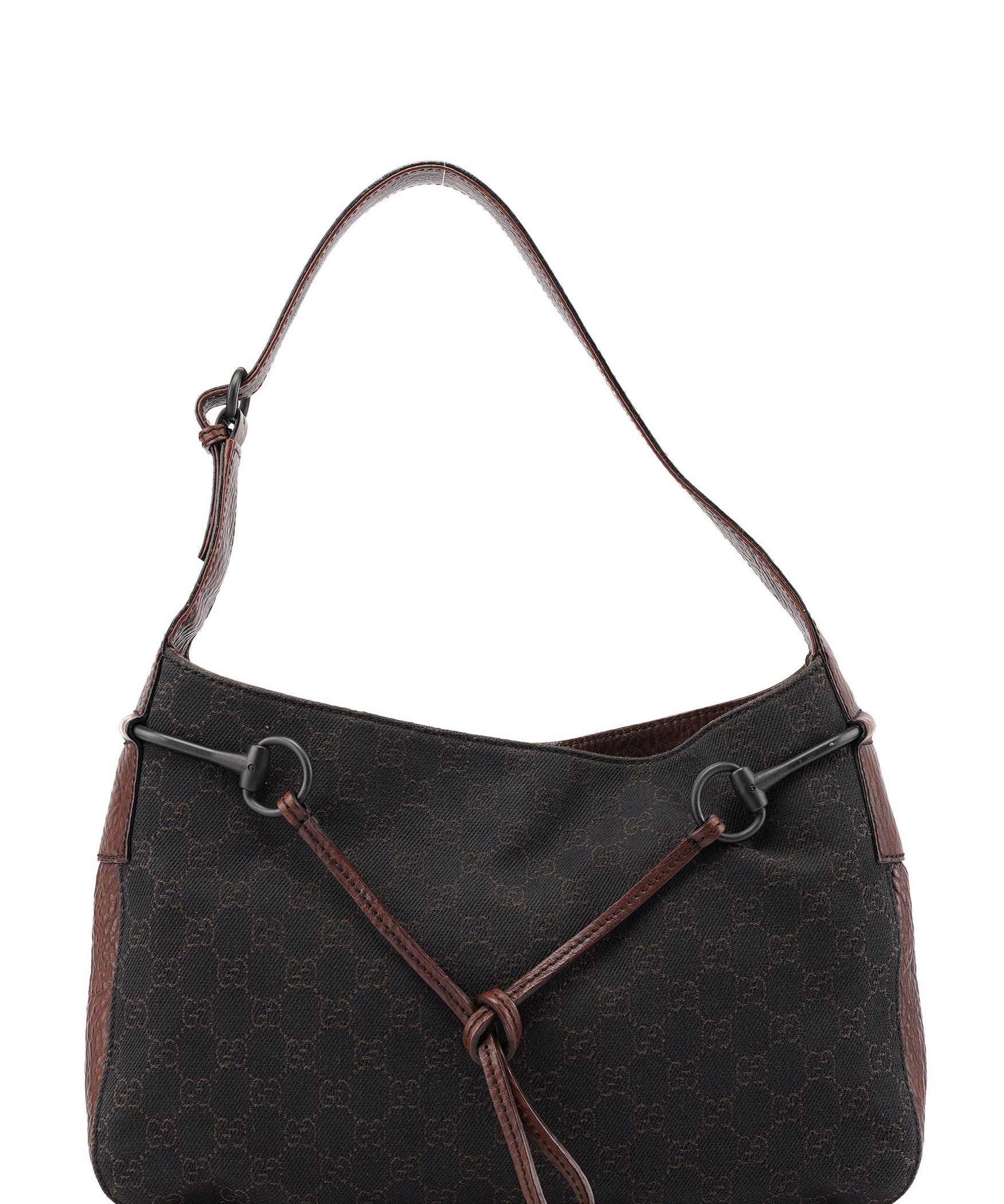 Gucci 101975 Brown GG Horsebit Shoulder Bag