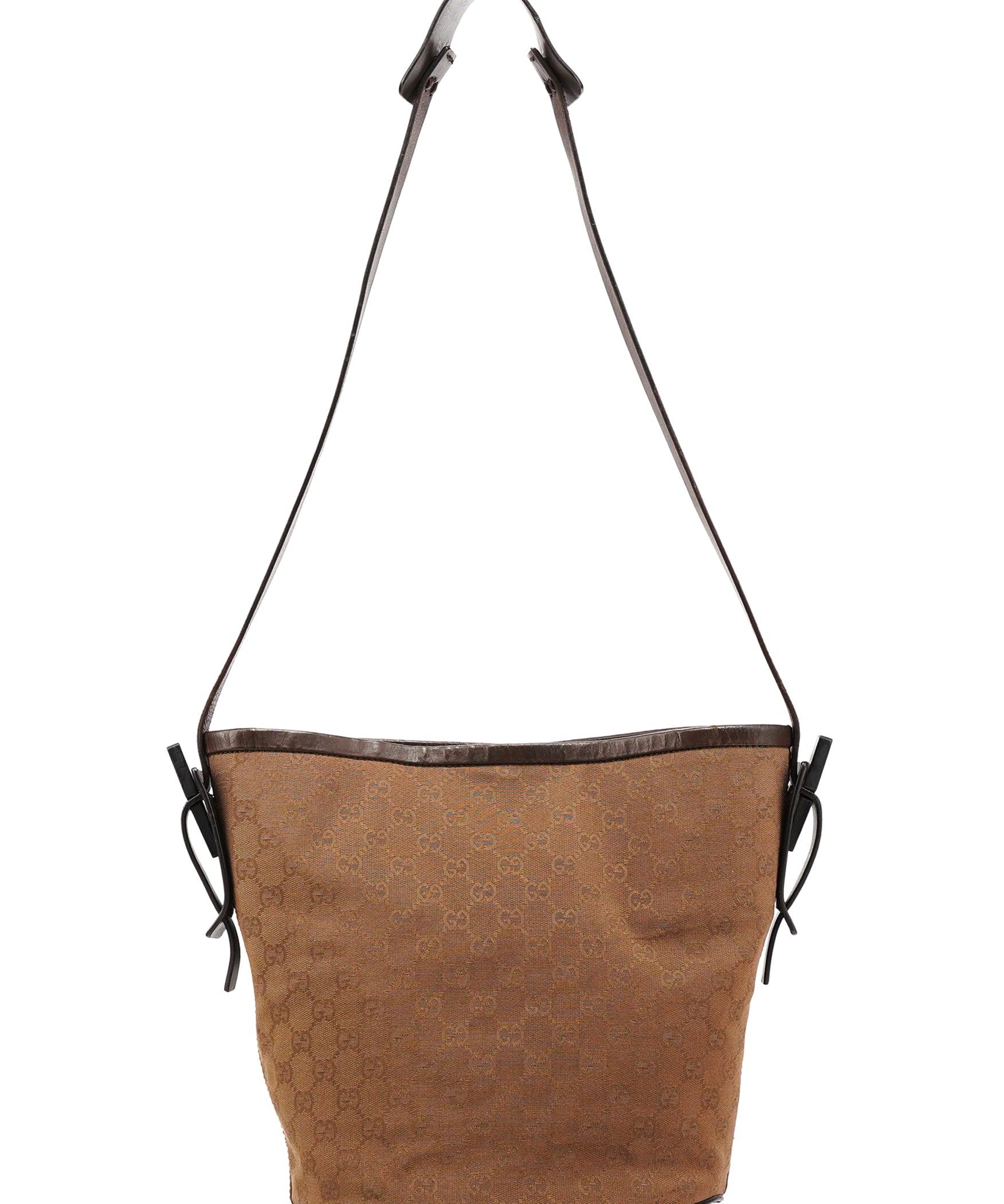Gucci 106240 Brown GG Canvas Bucket Shoulder Bag