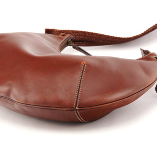 Gucci 106292 Brown Leather Braided Hobo Shoulder Bag