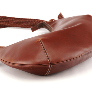 Gucci 106292 Brown Leather Braided Hobo Shoulder Bag