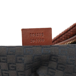 Gucci 106292 Brown Leather Braided Hobo Shoulder Bag