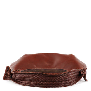 Gucci 106292 Brown Leather Braided Hobo Shoulder Bag