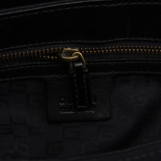 Gucci 106295 Black Leather Nylon Shoulder Bag