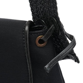 Gucci 106295 Black Leather Nylon Shoulder Bag