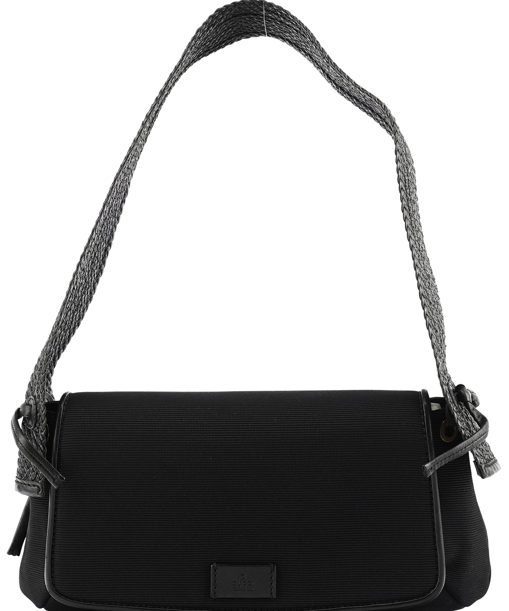Gucci 106295 Black Leather Nylon Shoulder Bag
