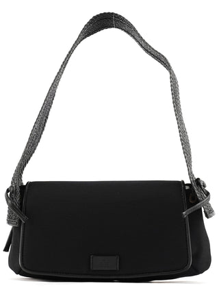 Gucci 106295 Black Leather Nylon Shoulder Bag