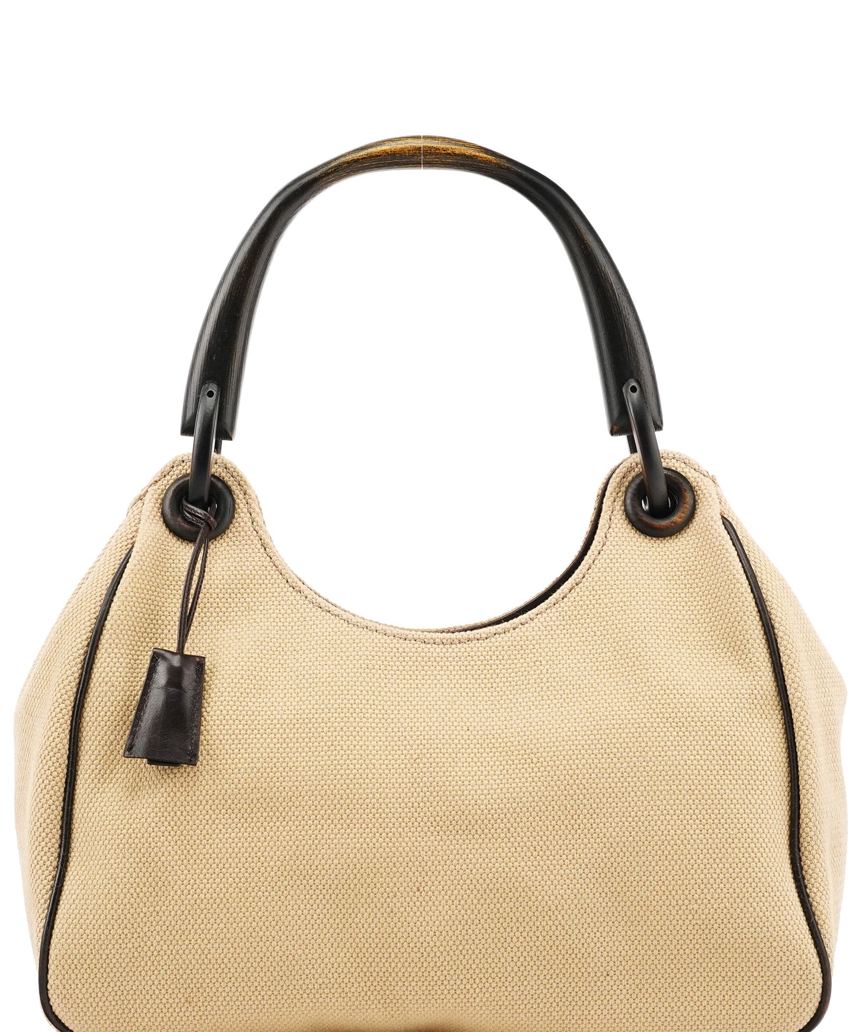 Gucci 106495 Schoudertas van beige canvas met houten hengsels