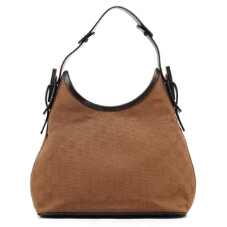Gucci 107752 Brown GG Canvas Hobo Shoulder Bag