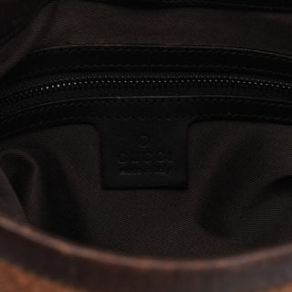 Gucci 107752 Brown GG Canvas Leather Tote Bag