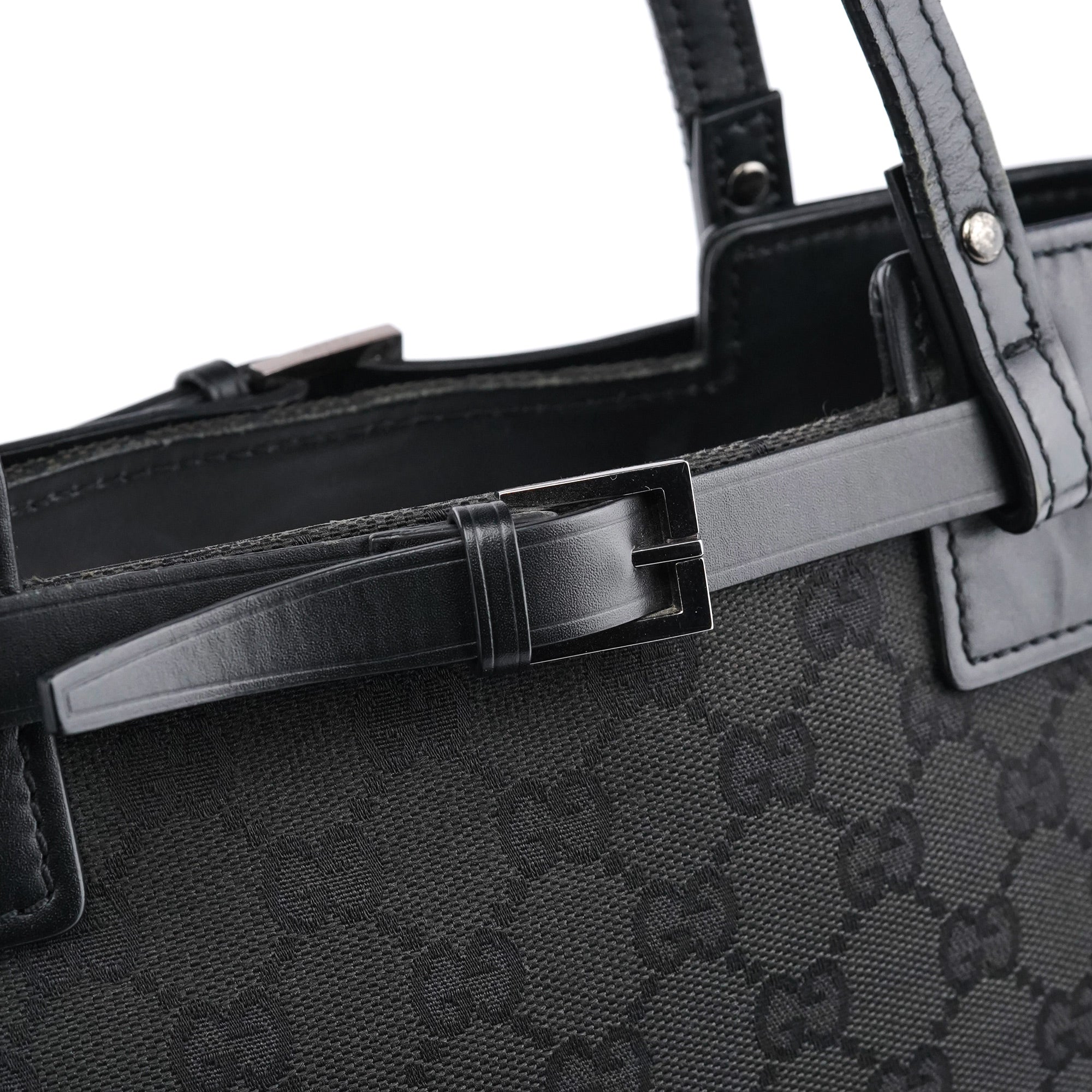 Gucci 107757 Black GG Leather Tote Bag