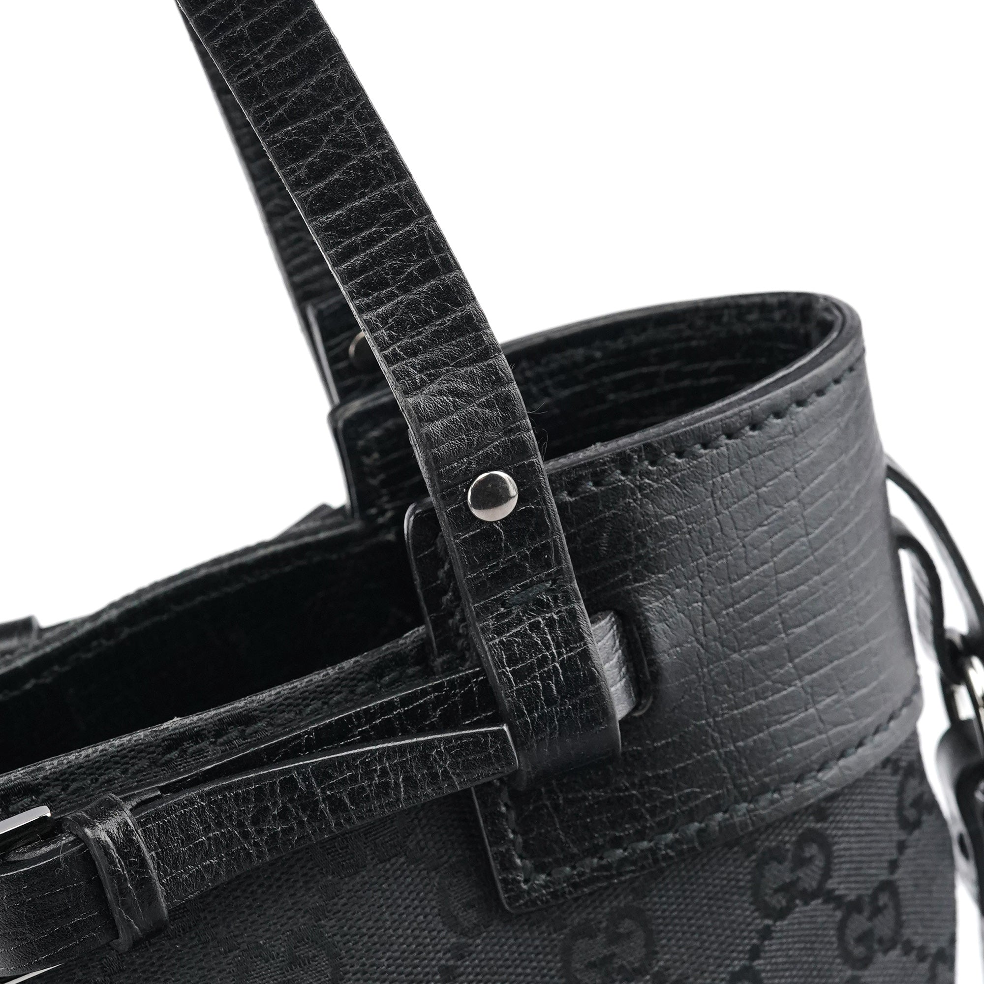 Gucci 107757 Black GG Leather Tote Bag